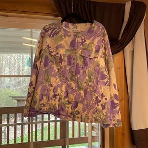 Women’s d&co floral button down jacket size 2X